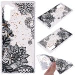 Glitter Sequins Inlaid Patterned TPU Phone Casing for Samsung Galaxy Note 10 – Black Lace