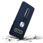 TPU + PC Hybrid Magnetic Metal Sheet Finger Grip Kickstand Phone Cover Case for Samsung Galaxy S10 Plus – Dark Blue