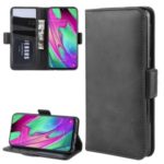 Magnet Adsorption Split Leather Wallet Stand Phone Cover Case for Samsung Galaxy A40 – Black