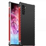 Carbon Fiber Texture Detachable 2-in-1 Metal+Aluminium Alloy Electroplating Phone Shell for Samsung Galaxy Note 10 – Black/Red