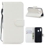Litchi Skin Wallet Leather Stand Case for Samsung Galaxy A40 – White