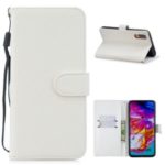 Litchi Skin Wallet Leather Stand Case for Samsung Galaxy A70 – White