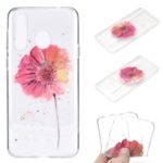 Clear Pattern Printing Soft TPU Back Shell for Samsung Galaxy M40 – Red Flower