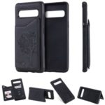 Imprinted Cat Tree Leather Coated TPU Case with Card Slot for Samsung Galaxy S10 5G – Black