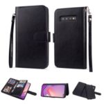 Detachable 9 Card Slots Leather Wallet Case for Samsung Galaxy S10 Plus – Black