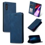 Auto-absorbed Business Style PU Leather Stand Phone Case with Card Slots for Samsung Galaxy Note 10 – Blue