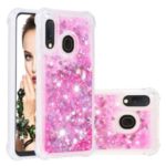Liquid Glitter Powder Patterned Quicksand Shockproof TPU Back Casing for Samsung Galaxy A20e/A10e – Pink Love Hearts
