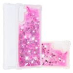 Liquid Glitter Powder Patterned Quicksand Shockproof TPU Back Casing for Samsung Galaxy Note 10 – Pink Love Hearts