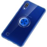 Zinc Alloy Ring Bracket Built-in Magnetic Metal Sheet TPU Casing for Samsung Galaxy A10 / M10 – Blue