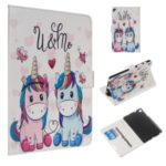 Marble Series Pattern Auto Wake & Sleep Leather Wallet Phone Cover for Samsung Galaxy Tab A 8.0 (2019) P200 / P205 – Unicorn