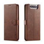 LC.IMEEKE Leather Wallet Stand Phone Cover for Samsung Galaxy A80/90 – Dark Brown