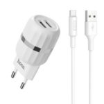 HOCO C41A Double Ports USB Wall Charger + Type-C Charging Cord Set – EU Plug