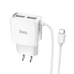 HOCO C59 MEGA JOY Double Port Charger with 1m Cable for Micro USB – White/US Plug