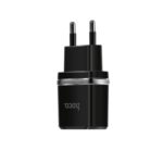 HOCO C12 Smart Dual USB Charger 2.4A Plug – Black/EU Plug
