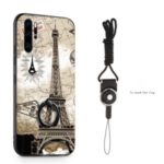 Pattern Printing 360° Swivel Finger Ring Kickstand TPU+PC Hybrid Case with Strap for Huawei P30 Pro – Eiffel Tower