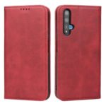 Auto-absorbed Leather Wallet Stand Phone Shell for Huawei Honor 20 – Red