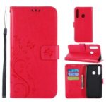 Imprint Butterfly Leather Wallet Phone Shell for Huawei Honor 20 Lite – Red