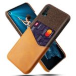 KSQ Card Slot PC + PU Leather + Cloth Hybrid Phone Cover for Huawei Honor 20 Pro – Brown