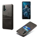 Double Card Slots PU Leather Coated PC Case for Huawei Honor 20 Pro – Black