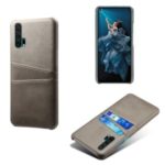 Double Card Slots PU Leather Coated PC Case for Huawei Honor 20 Pro – Grey