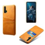 Double Card Slots PU Leather Coated PC Case for Huawei Honor 20 Pro – Orange