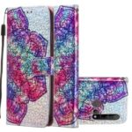 Printing Texture Glitter Sequins Leather Phone Shell with Wallet for Huawei nova 5i / P20 lite (2019) – Mandala Flower