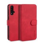 DG.MING Retro Style Leather Phone Shell for Huawei nova 5/nova 5 Pro – Red