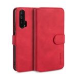 DG.MING Retro Style Leather Wallet Stand Shell Covering for 	Huawei Honor 20 Pro – Red