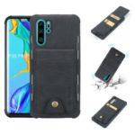 Vertical Flip PU Leather Coated Card Holder PC TPU Hybrid Phone Cover for Huawei P30 Pro – Black