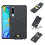 Vertical Flip PU Leather Coated Card Holder PC TPU Hybrid Phone Cover for Huawei P30 – Black