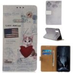 Pattern Printing PU Leather Wallet Stand Phone Cover for Huawei Honor 9X Pro – Cat Holding Heart