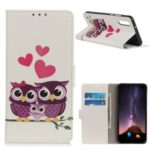 Pattern Printing Leather Wallet Case for Huawei Honor 9X / Honor 9X Pro – Owls and Hearts