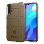 Rugged Square Grid Texture Shock-proof TPU Phone Case Protective Phone Cover for Huawei nova 5 Pro / nova 5 – Brown