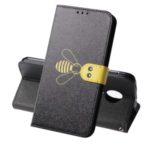 Bee Pattern Silk Texture Wallet Stand Leather Phone Cover for Motorola Moto G7 Power (EU Version) – Black