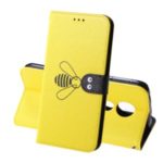 Bee Pattern Silk Texture Leather Wallet Case for Motorola Moto G7 Play (EU Version) – Yellow