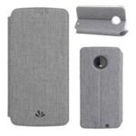 VILI DMX Cross Texture Leather Stand Case with Card Slot for Motorola Moto Z4 – Grey