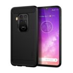 MOFI Carbon Fiber Texture Brushed TPU Phone Casing for Motorola P40 Note/One Pro – Black