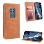 Auto-absorbed Retro Style Wallet Stand Flip Leather Case for Motorola One Pro – Light Brown