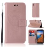 Imprint Dream Catcher Owl Leather Wallet Shell Cover for Xiaomi Redmi 7A – Rose Gold