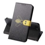 Bee Pattern Silk Texture Leather Wallet Case for Xiaomi Redmi 6 (Dual Camera: 12MP+5MP) – Black