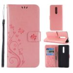 Imprint Butterfly Flowers Leather Phone Case for Xiaomi Redmi K20 / K20 PRO / MI 9T / MI 9T PRO – Rose Gold