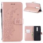 Imprint Plum Blossom Wallet Leather Stand Shell Cover for Xiaomi Redmi K20/Mi 9T/K20 Pro/Mi 9T Pro – Rose Gold