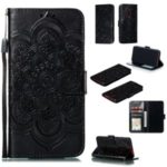 Imprint Mandala Flower Leather Wallet Case for Xiaomi Redmi K20 / Mi 9T / Redmi K20 Pro / Mi 9T Pro – Black