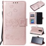 Imprint Heart Owl Leather Wallet Case for Xiaomi Redmi K20 / Mi 9T / Redmi K20 Pro / Mi 9T Pro – Rose Gold