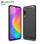 Carbon Fibre Brushed TPU Cell Phone Covering Case for Xiaomi Mi CC9 – Black