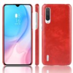 Litchi Skin Leather Coated Hard PC Case for Xiaomi Mi CC9 / Mi CC9 Meitu Edition – Red