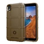 Shock-proof Rugged Square Grid Texture TPU Phone Cover for Xiaomi Redmi 7A – Brown