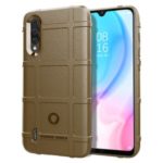 Shock Resistant Rugged Square Grid Texture TPU Phone Casing Cover for Xiaomi Mi CC9e / Mi A3 – Brown