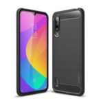 IPAKY Brushed Carbon Fiber Texture TPU Phone Case for Xiaomi Mi CC9 / Mi CC9 Meitu Edition – Black