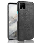 Crocodile Texture PU Leather Coated PC Protective Phone Case for Google Pixel 4 – Black
